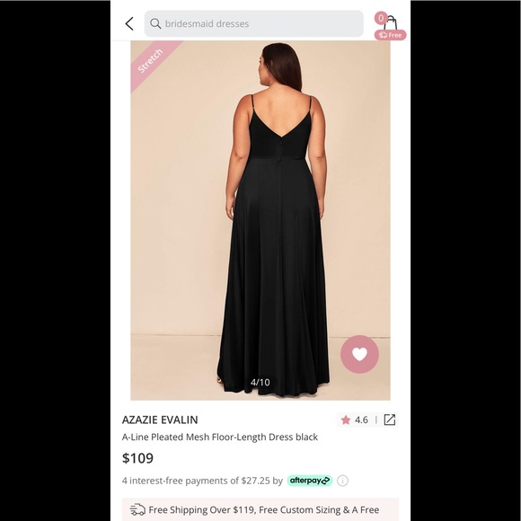 Azazie Evalin bridesmaid dress, floor length, size 6 - Picture 2 of 3